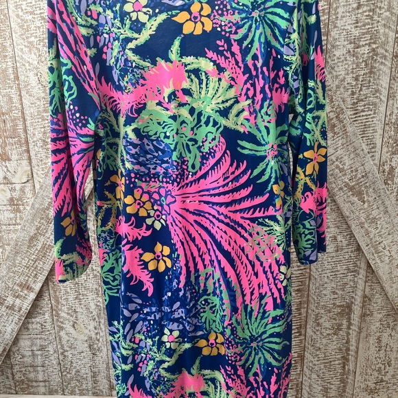 Lilly Pullitzer Floral Print V-Neck Pima Cotton V-Neck Dress Size Large - Picture 2 of 7